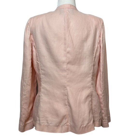 Lafayette 148 New York 100% Linen Pink Peach One Button Blazer Jacket Size 10 - Picture 2 of 8